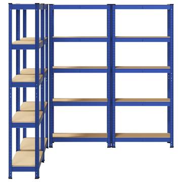 5-Layer Storage Shelves - Blue Steel & Engineered Wood 4 pcs