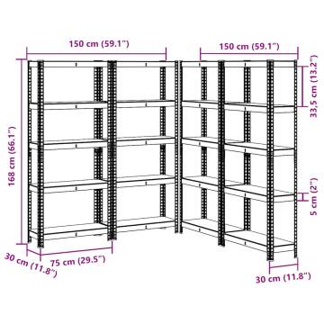 5-Layer Storage Shelves - Blue Steel & Engineered Wood 4 pcs