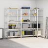 5-Layer Storage Shelves - 3 pcs Silver Steel & Engineered Wood