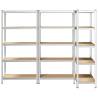 5-Layer Storage Shelves - 3 pcs Silver Steel & Engineered Wood