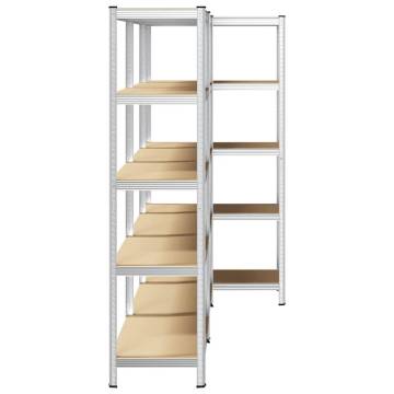 5-Layer Storage Shelves - 3 pcs Silver Steel & Engineered Wood