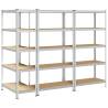 5-Layer Storage Shelves - 3 pcs Silver Steel & Engineered Wood