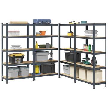 5-Layer Heavy-Duty Shelves - Anthracite Steel & Wood | HipoMarket