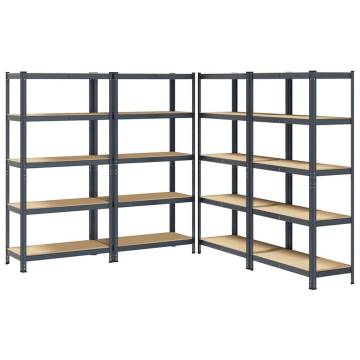 5-Layer Heavy-Duty Shelves - Anthracite Steel & Wood | HipoMarket