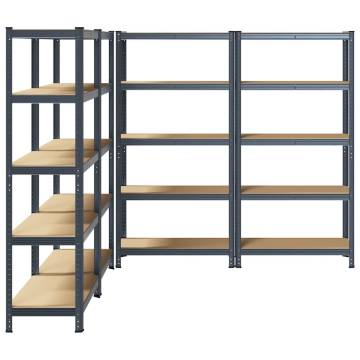 5-Layer Heavy-Duty Shelves - Anthracite Steel & Wood | HipoMarket