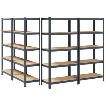 5-Layer Heavy-Duty Shelves - Anthracite Steel & Wood | HipoMarket