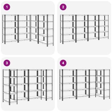 5-Layer Heavy-Duty Shelves - Anthracite Steel & Wood | HipoMarket