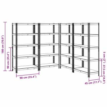 5-Layer Heavy-Duty Shelves - Anthracite Steel & Wood | HipoMarket