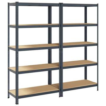 5-Layer Storage Shelves - Anthracite Steel & Engineered Wood