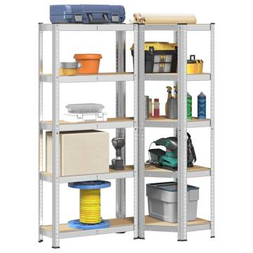 2 Piece 5-Layer Shelves Set - Steel & Engineered Wood