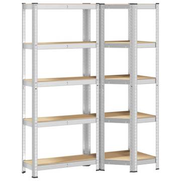 2 Piece 5-Layer Shelves Set - Steel & Engineered Wood