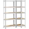 2 Piece 5-Layer Shelves Set - Steel & Engineered Wood