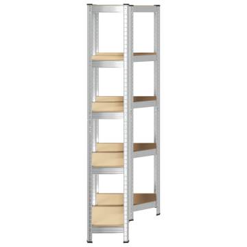 2 Piece 5-Layer Shelves Set - Steel & Engineered Wood