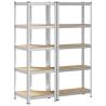 2 Piece 5-Layer Shelves Set - Steel & Engineered Wood