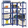  3 Piece 5-Layer Shelves Set Blue Steel&Engineered Wood Colour blue Size 75 x 30 x 168 cm Quantity in Package 3 Amount 1 