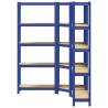 3 Piece 5-Layer Shelves Set - Blue Steel & Engineered Wood