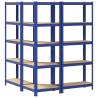 3 Piece 5-Layer Shelves Set - Blue Steel & Engineered Wood