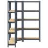 3 Piece 5-Layer Shelves Set - Anthracite Steel & Wood Storage