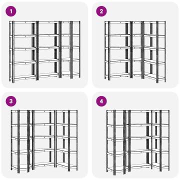 3 Piece 5-Layer Shelves Set - Anthracite Steel & Wood Storage