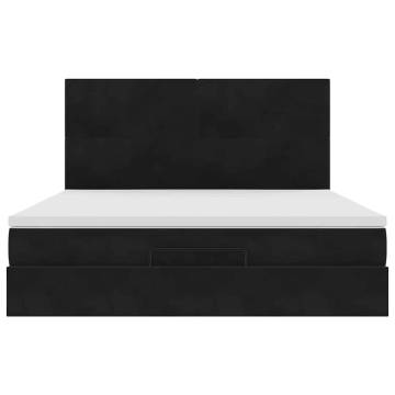 Ottoman Bed with Mattresses - Black Velvet 160x200cm | HipoMarket