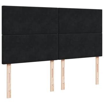 Ottoman Bed with Mattresses - Black Velvet 160x200cm | HipoMarket