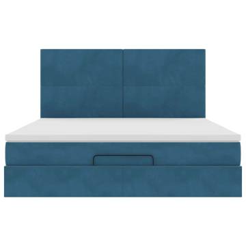 Ottoman Bed with Mattresses Dark Blue 160x200cm Velvet | HipoMarket