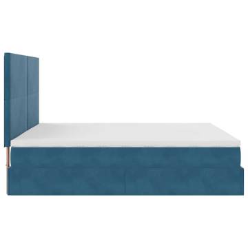 Ottoman Bed with Mattresses Dark Blue 160x200cm Velvet | HipoMarket