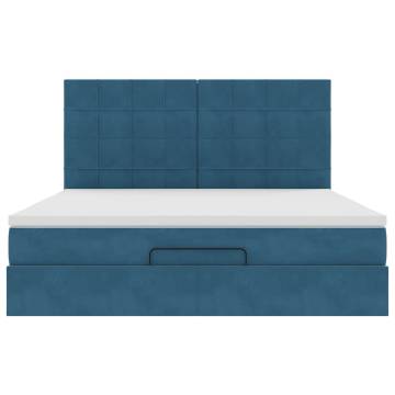 Ottoman Bed with Mattresses Dark Blue 160x200cm Velvet