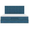 Ottoman Bed with Mattresses Dark Blue 160x200cm Velvet