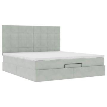 Light Grey Ottoman Bed with Mattress 180x200cm - Velvet Luxury