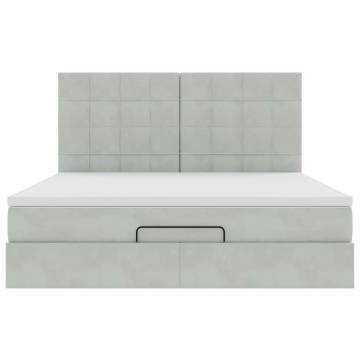 Light Grey Ottoman Bed with Mattress 180x200cm - Velvet Luxury