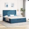 Dark Blue Ottoman Bed with Mattresses - 180x200cm Velvet