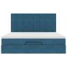 Dark Blue Ottoman Bed with Mattresses - 180x200cm Velvet