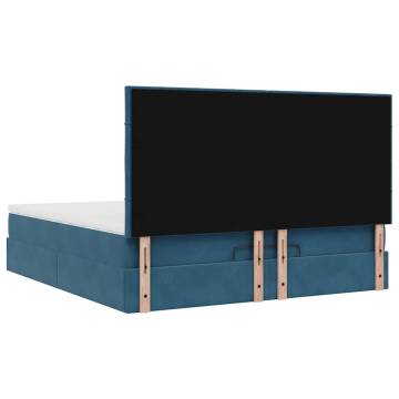 Dark Blue Ottoman Bed with Mattresses - 180x200cm Velvet