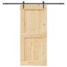 Solid Wood Pine Sliding Door with Hardware Set - 100x210 cm