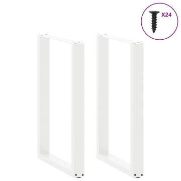 U-Shaped Coffee Table Legs - White Steel - 60x(90-91) cm