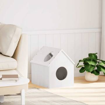 Cat House White - Solid Pine Wood | 41x50x50 cm Design