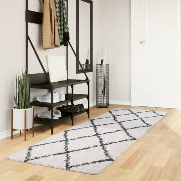 Shaggy Rug High Pile Modern Cream & Black 80x250 cm