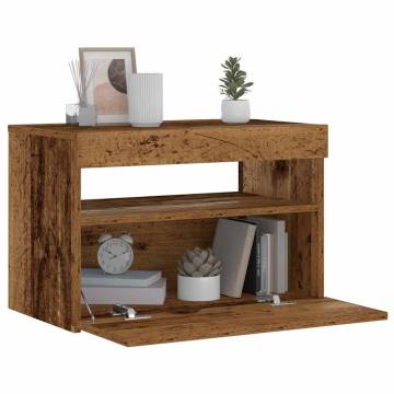 Stylish Bedside Cabinet with LED Lights - Old Wood 60x35x40 cm