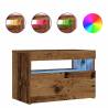 Stylish Bedside Cabinet with LED Lights - Old Wood 60x35x40 cm