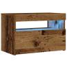 Stylish Bedside Cabinet with LED Lights - Old Wood 60x35x40 cm