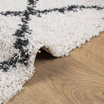 Shaggy Rug High Pile Modern Cream & Black 80x250 cm