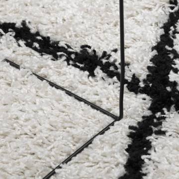 Shaggy Rug High Pile Modern Cream & Black 80x250 cm