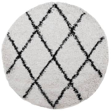 Shaggy Rug High Pile Cream & Black Ø 120 cm – Soft & Cozy