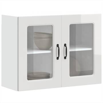 Kalmar High Gloss White Kitchen Wall Cabinet with Glass Door