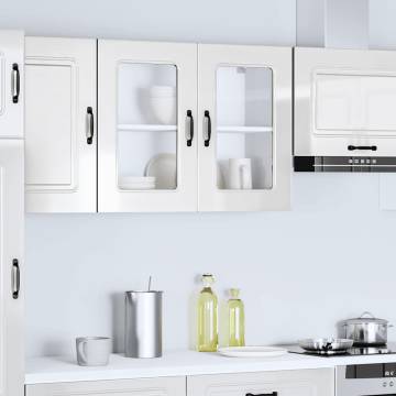 Kalmar High Gloss White Kitchen Wall Cabinet with Glass Door