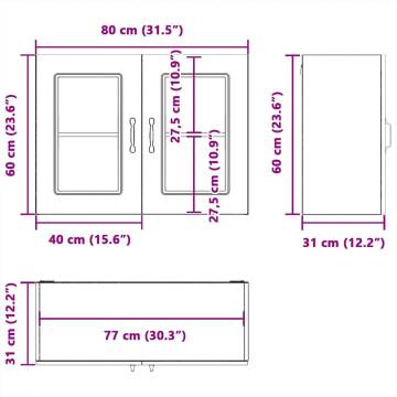 Kalmar High Gloss White Kitchen Wall Cabinet with Glass Door