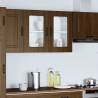 Kalmar Brown Oak Kitchen Wall Cabinet with Glass Door