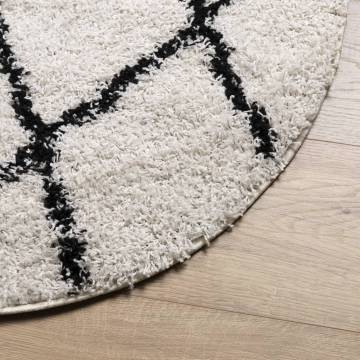 Shaggy Rug High Pile Cream & Black Ø 120 cm – Soft & Cozy