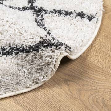 Shaggy Rug High Pile Cream & Black Ø 120 cm – Soft & Cozy